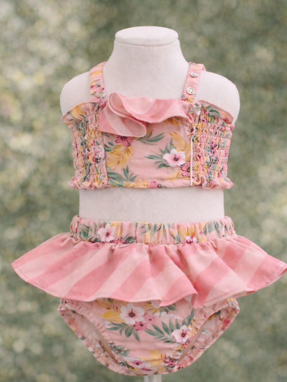For Love And Lemons / Lil Lemons - Baby/Kids Swim | Pink Floral Bikini Set - Picture 3 of 5